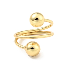 Honeyhandy Brass Ball Triple Layer Wrap Ring for Women, Cadmium Free & Lead Free, Real 18K Gold Plated, US Size 7 3/4(17.9mm)