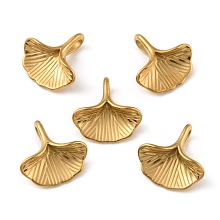 304 Stainless Steel Charms, Ginkgo Leaf Charm, Golden, 13x13x4mm, Hole: 4x2mm