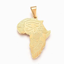 Honeyhandy 304 Stainless Steel Pendants, Africa Map, Golden, 37.5x28.5x2mm, Hole: 5x8mm