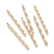 Honeyhandy Ion Plating(IP) 304 Stainless Steel Pendants, with Jump Rings, Twist Bar, Golden, 44x2.5x2.5mm, Hole: 1.6mm