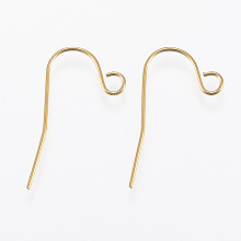 Honeyhandy Ion Plating(IP) 304 Stainless Steel Earring Hooks, Golden, 22x12x0.5mm, Hole: 2.5mm, Pin: 0.5mm