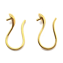 Honeyhandy 316 Surgical Stainless Steel Earring Hooks, for Half Drilled Beads, Real 18K Gold Plated, 21 Gauge, 16.5x8.5x4.5mm, Pin: 0.7mm and 0.8mm