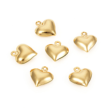 Honeyhandy 304 Stainless Steel Charms, Heart, Golden, 12.8x11.5x4.4mm, Hole: 1.2mm