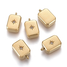 Honeyhandy 316 Surgical Stainless Steel Charms, with Crystal Rhinestone, Octagon with Star, Golden, 14x9x4mm, Hole: 1.4mm