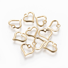 Honeyhandy 201 Stainless Steel Open Heart Charms, Hollow, Golden, 10.5x11x1.5mm, Hole: 1.5mm