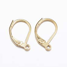 Honeyhandy 304 Stainless Steel Leverback Earring Findings, with Loop, Real 24K Gold Plated, 15.5x10x1.5mm, Hole: 1.5mm