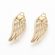 Honeyhandy 304 Stainless Steel Pendants, Ion Plating (IP), Wings with Heart, Golden, 20x8x2.5mm, Hole: 1.6mm