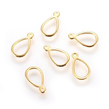 Honeyhandy 304 Stainless Steel Open Charms, Teardrop, Golden, 12x7x1mm, Hole: 1mm