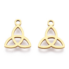 Honeyhandy 304 Stainless Steel Charms, Trinity Knot/Triquetra, Irish, Real 18K Gold Plated, 13.3x11.7x1mm, Hole: 1.5mm