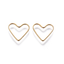 Honeyhandy Brass Linking Rings, Valentine's Day Jewelry Accessory, Heart, Plated in Golden, about 13.5mm wide, 12mm long, 1mm thick