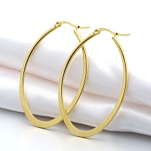 Honeyhandy 304 Stainless Steel Hoop Earring, Oval, Golden, 58x40x2mm, Pin: 1x0.6mm