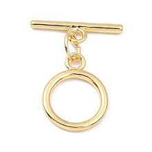 Honeyhandy Rack Plating Brass Toggle Clasps, Long-Lasting Plated, Ring, Real 18K Gold Plated, Ring: 19.5x15.5x2mm, Hole: 2.5mm, Bar: 22x6x2mm, Hole: 2.5mm