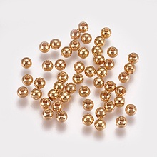 Honeyhandy Brass Beads, Nickel Free, Real 18K Gold Plated, Round, 4mm, Hole: 1mm