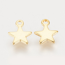 Honeyhandy Brass Charms, Nickel Free, Real 18K Gold Plated, Star, 8x6x1mm, Hole: 1mm