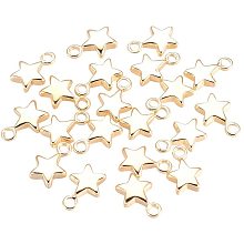 CHGCRAFT 20 Pcs Gold Plated Brass Charms Star Real 18K Gold Plated Pendants for Necklace Earrings Jewelry Making, 7mm Wide