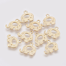 Honeyhandy Brass Charms, Elephant, Nickel Free, Real 18K Gold Plated, 11.5x13x1mm, Hole: 1mm