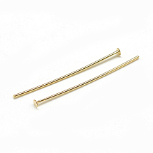 Honeyhandy Brass Flat Head Pins, Real 18K Gold Plated, 30x0.8mm, Head: 2mm