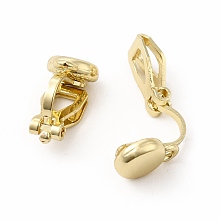 Honeyhandy Alloy Clip-on Earring Findings, with Horizontal Loops, Flat Round, Golden, 15x7x9mm, Hole: 1mm