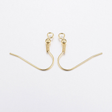 Honeyhandy 304 Stainless Steel Earring Hooks, Ear Wire, with Horizontal Loop, Golden, 20x23x3mm, Hole: 2mm, Pin: 0.8mm