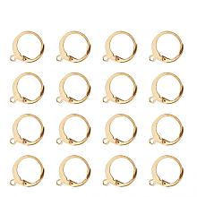 ARRICRAFT 304 Stainless Steel Leverback Earring Findings, with Loop, Golden, 14.5x12mm, Hole: 1.2mm, Pin: 0.8x1mm