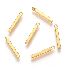 Honeyhandy 304 Stainless Steel Pendants, Rectangle/Bar, Golden, 17.5x2x2mm, Hole: 1.7mm