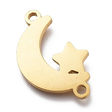 Honeyhandy 304 Stainless Steel Links Connectors, Laser Cut, Moon With Star, Golden, 12x20x1mm, Hole: 1.5mm