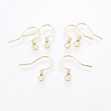 Honeyhandy 316 Surgical Stainless Steel French Earring Hooks, with Horizontal Loop, Flat Earring Hooks, Golden, 15x16mm, Hole: 2mm