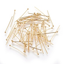 Honeyhandy 304 Stainless Steel Ball Head Pins, Ball Head Pins , Real 18K Gold Plated, 25x0.6mm, 22 Gauge, Head: 1.8mm