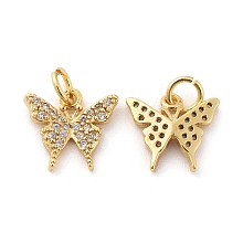 Honeyhandy Long-Lasting Plated Brass Micro Pave Cubic Zirconia Charms, Butterfly, Real 18K Gold Plated, 11x12x2.5mm, Hole: 3mm