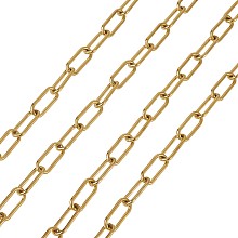 Honeyhandy Ion Plating(IP) 304 Stainless Steel Paperclip Chains, Drawn Elongated Cable Chains, Unwelded, with Spool, Real 18K Gold Plated, 17x7x1.6mm, about 16.4 Feet(5m)/roll