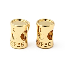 Honeyhandy Rack Plating Brass Charms, Cadmium Free & Lead Free, Cup with Word I Love Coffee, Real 18K Gold Plated, 11.5x11x8mm, Hole: 4.5mm