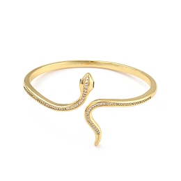 Honeyhandy Green Cubic Zirconia Snake Wrap Cuff Bangle, Brass Open Bangle for Women, Lead Free & Cadmium Free, Real 18K Gold Plated, Inner Diameter: 2-1/4 inch(5.8cm)x2 inch(5cm)