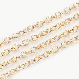 Honeyhandy Brass Cable Chains, Soldered, with Spool, Oval, Real 18K Gold Plated, 2x1.7x0.4mm, about 98.42 Feet(30m)/roll