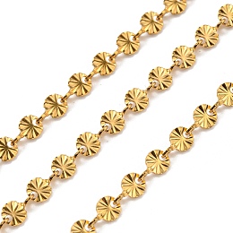 Honeyhandy 304 Stainless Steel Flower Link Chains, Soldered, with Spool, Real 18K Gold Plated, 6.5x4x2.5mm, 10m/roll