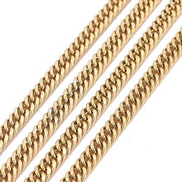 Honeyhandy Ion Plating(IP) 304 Stainless Steel Diamond Cut Curb Chains, Cuban Link Chain, Unwelded, Faceted, with Spool, Golden, 5x3.5x0.7mm, about 32.8 Feet(10m)/roll