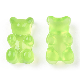 Honeyhandy Translucent Resin Cabochons, Bear, Yellow Green, 18.5x11x7mm