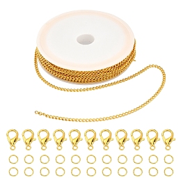 Honeyhandy DIY Chains Bracelet Necklace Making Kit, Including Iron Curb Chains & Jump Rings, Alloy Clasps, Golden, Chain: 5m/set