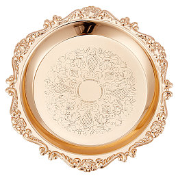 CRASPIRE Decorative Tray Vintage Carved Alloy Jewelry Tray Trinkets Dish Organizer Jewellery Ring Holder Cosmetics Fruit Plate Wedding Festive Home Party Floral Paper Plates cake Dish