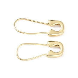 Honeyhandy Safety Pin Shape Rack Plating Brass Hoop Earrings for Woman, Long-Lasting Plated, Lead Free & Cadmium Free, Real 18K Gold Plated, 28x10.5x3mm, Pin: 1mm