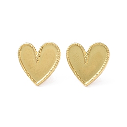 Honeyhandy Ion Plating(IP) 304 Stainless Steel Stud Earring for Women, Heart, Real 18K Gold Plated, 17.5x18mm, Pin: 0.8mm