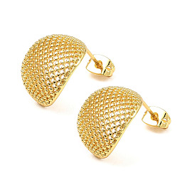 Honeyhandy Brass Stud Earrings, Long-Lasting Plated, Lead Free & Cadmium Free, Twist Oval, Real 18K Gold Plated, 16.5x14mm