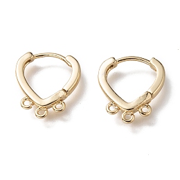 Honeyhandy Brass Huggie Hoop Earring Findings, with Horizontal Loop, Long-Lasting Plated, Real 18K Gold Plated, 16x15x2mm, Hole: 1.2mm, Pin: 1mm