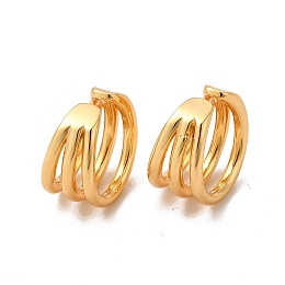 Honeyhandy Rack Plating Brass Cuff Earrings, Long-Lasting Plated Triple Circle Earring for Women, Cadmium Free & Lead Free, Real 18K Gold Plated, 13x7.5mm