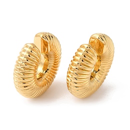 Honeyhandy Rack Plating Brass Textured Round Cuff Earrings, Long-Lasting Plated, Cadmium Free & Lead Free, Real 18K Gold Plated, 29x30x10mm