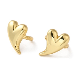 Honeyhandy Rack Plating Brass Heart Cuff Earrings for Women, Lead Free & Cadmium Free, Long-Lasting Plated, Real 18K Gold Plated, 16x12.5mm