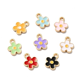 Honeyhandy Alloy Enamel Charms, Golden, Flower Charms, Mixed Color, 12.5x10x1.5mm, Hole: 1.6mm