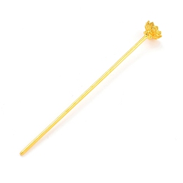 Honeyhandy Alloy Hair Stick Findings, Vintage Decorative for Hair Diy Accessory, Flower, Golden, 125x14.5mm, Tray: 11mm, Pin: 2.5mm