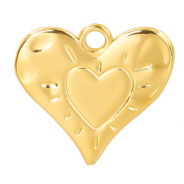 Honeyhandy Stainless Steel Heart Pendants, Golden, 24x25x2mm, Hole: 3mm