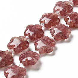 Honeyhandy Natural Strawberry Quartz Beads Strands, 5-petal Flower, 14~15x14~15x6~7mm, Hole: 1.2mm, about 27pcs/strand, 16.14''(41~44.5cm)