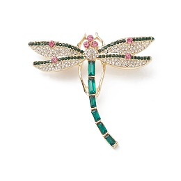 Honeyhandy Rhinestone Dragonfly Brooch Pin, Golden Alloy Badge for Backpack Clothes, Colorful, 53x56.5x11.5mm, Pin: 0.8mm